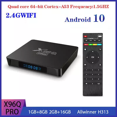 X96Q PRO Android 10 8GB 16GB Quad Core Smart TV Box H313 4K MINI PC Media Player • £26.99