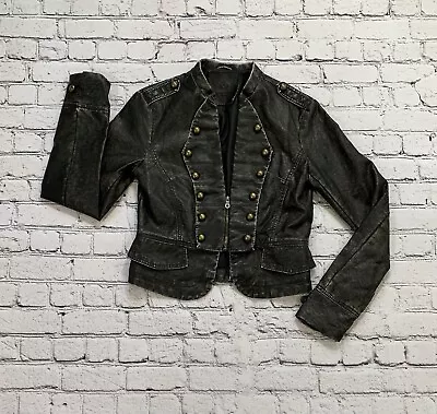 Uniquism Women’s S Dark Brown Faux Leather Jacket Double Breasted Distressed • £38