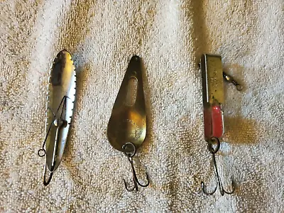 Vintage Metal Spoon Style Lures X 3 Unusual Styles Aitkin MuskieNautilus #6 Un • $15