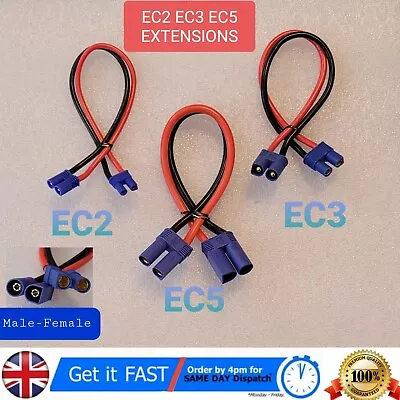 EC2 EC3 EC5  Connectors Extension Cables Leads Wires - Battery Lipo Charger RC  • £6.79