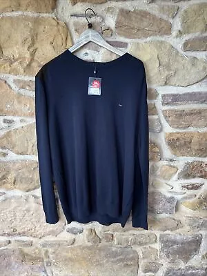 Eden Park Jumper Pullover Knit Crew Neck Shoulder Patch Navy Men's 3XL • £64