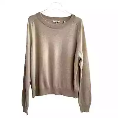 Vince Knit Crew Neck Sweater Pullover Women XL Tan Wool Cashmere Blend Rib Hem • $44.99