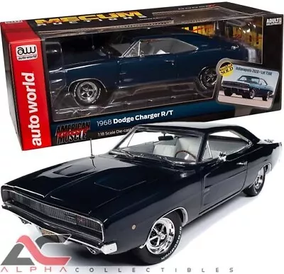 Autoworld Amm1328 1:18 1968 Dodge Charger R/t 426 Hemi (ee1 Blue Met) Mcacn • $99.99