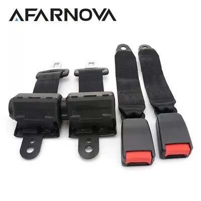 2pcs Black 2pt / 2 Point Retractable Seat Belt Lap Strap Replace Belt Universal • $59.60