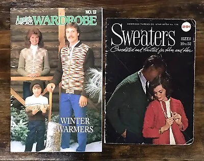 Two Vintage Crocheted Knitted Bookets- Winter Warmers & Star Book Sweaters B1 • $7.95