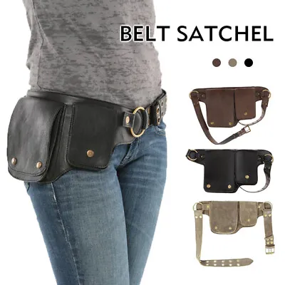 Women Medieval Steampunk Pu Leather Hip Belt Festival Pocket Waist Bag • $28.21