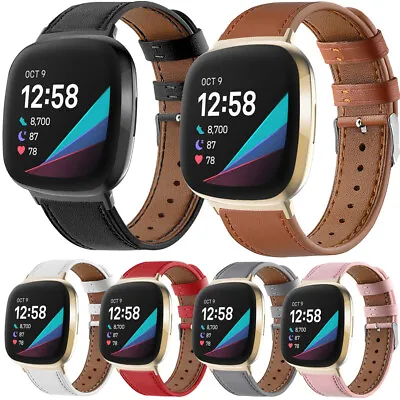 For Fitbit Versa 4/3/2/1/Lite/ Sense 2/Sense Genuine Leather Wrist Straps Band • $19.99