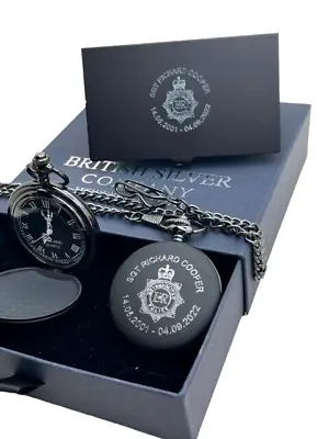 MET POLICE Pocket Watch ID Card Case Engraved Crest Badge Officer Gift Set • £44.95