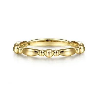 14K Yellow Gold Alternating Bar And Bead Stackable Ring • $345