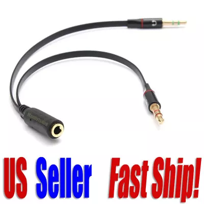 Gold-Plated Audio Mic Y Splitter Cable Headphone 1 Female To 2 Male 3.5mm NEW  • $8.98