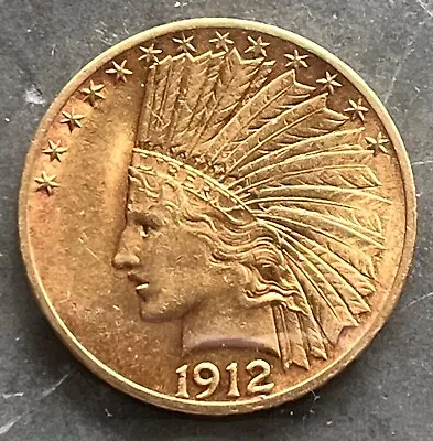 United States Of America 1912 $10 Ten Dollars Gold Indian Head Eagle Coin • $1270.11