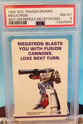 💥1984 PSA NM-MT 8 RETIRED MEGATRON 1st Print Card Transformers G1 Hasbro💥 • $6.50