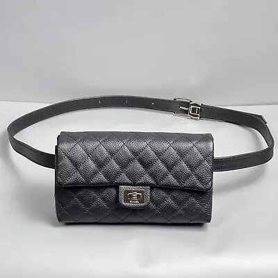 CHANEL Uniform Waist Belt Bag Caviar Leather Mini 2.55 Reissue Classic Quilted • $1691.10