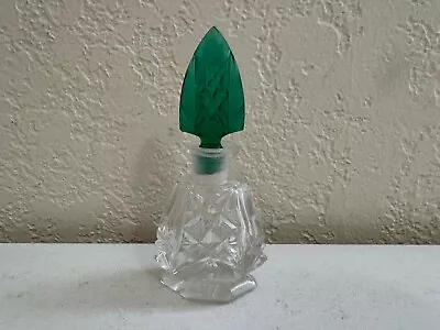 Vintage Czech Glass Or Crystal Perfume Bottle W/ Green Stopper • $45