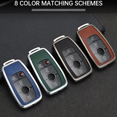 For Mercedes-Benz Zinc Fob Case Cover Shell Alloy Leather Remote Key Protector • $16.37