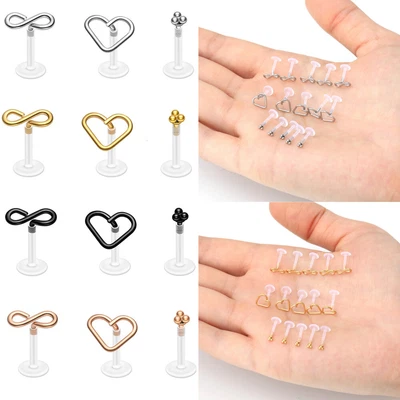 £5.99 • Buy 3/15x Labret Bars Set Stainless Steel Small Push-in Bioflex Nose Lip Ear Stud
