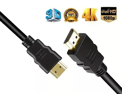 2 Metre HDMI Cable 2.0 High Speed Gold Plated Braided Lead 2160p 3d HDTV UHD 4k • £2.99