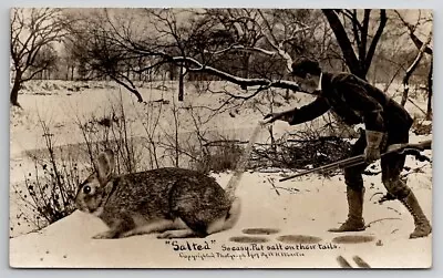 RPPC Exaggerated Rabbit Hunter Salts Tail Martin Trick Photography Postcard W25 • $9.95