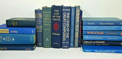 Vintage Modern Book Lot 3 Blue Shades Home Decor Instant Library Bookshelf • $7.06