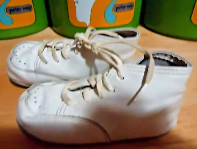 Vintage Baby Shoes White 5  Soft Sole Unisex Child's Footwear Display Shoes • $5.50