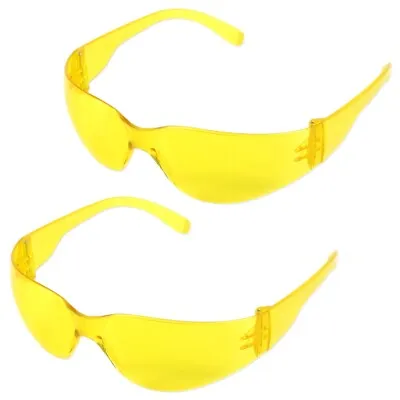 £7.51 • Buy 2x YELLOW SAFETY GLASSES PAIRS Low Impact Anti Fog Scratch UV Protection Lens