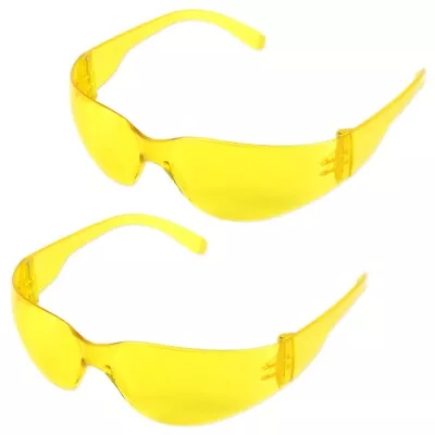 £8 • Buy 2x YELLOW SAFETY GLASSES PAIRS Low Impact Anti Fog Scratch UV Protection Lens
