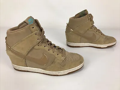 Nike Dunk Sky Hi Size 8 39 Desert Camo Hidden Wedge Sneakers Beige Suede Leather • $99