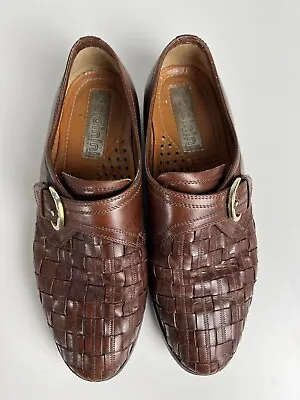 Mens Baldinini Italian Leather Lattice Woven Effect Monk Style Shoes UK6 UsedVGC • £23.50