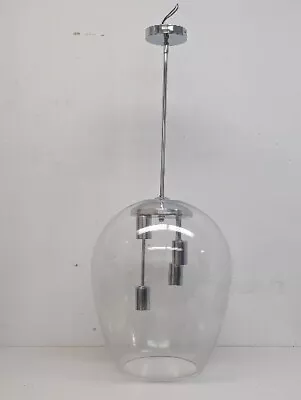 Vintage Space Age Chrome Glass 4 Pendant Light Hanging Lamp REPRO • $180.76