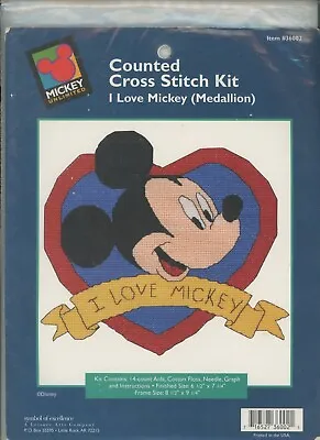 Leisure Arts I Love Mickey Mouse Heart Banner Counted Cross Stitch Kit New • $9.95