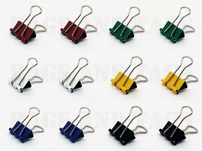 12x 19mm Coloured Foldback Fold Back Binder Bulldog Clips -Choose From 6 Colours • £2.50