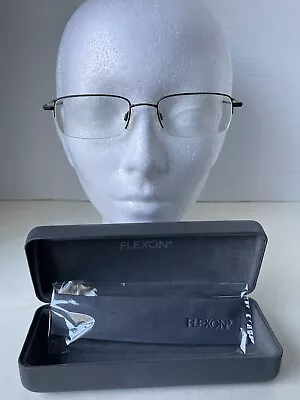 Flexon 424 By Marchon 140 Gunmetal 51[]19 Semi-Rimless Eyeglasses FRAMES & CASE • $35