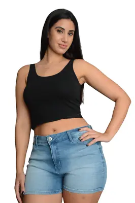 Ladies Ex M&S Indigo Mid Rise Stretchy Cotton Denim Jeans Womens Summer Shorts • £9.99