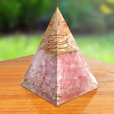 Rose Quartz Healing Pyramid Orgonite Crystal For Gemstone Balancing Generator • £8.99