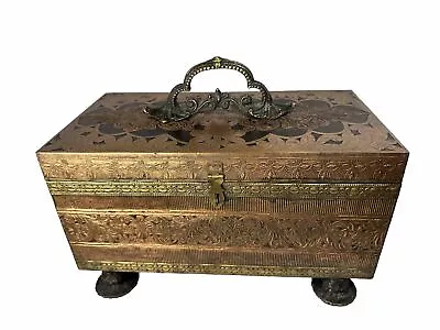 Large John Richard Indian Decorative Metal Overlay Vizagapatam Wood Box Chest • $328.85