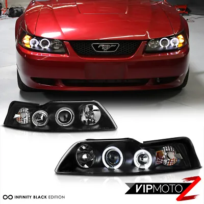 1999 2000 2001 2002 2003 2004 Ford Mustang V6 V8 Black Halo Rim Headlights Lamps • $138.95