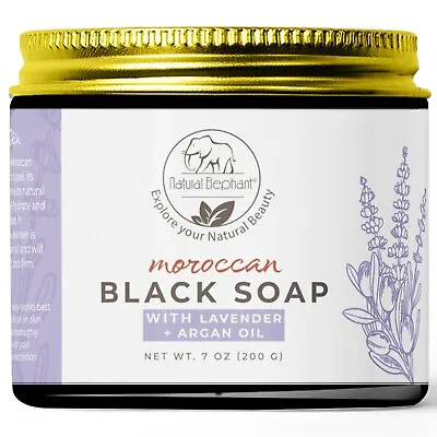 Natural Elephant Moroccan Black Soap With Lavender And Argan Oil 200g (7oz) • $14.24