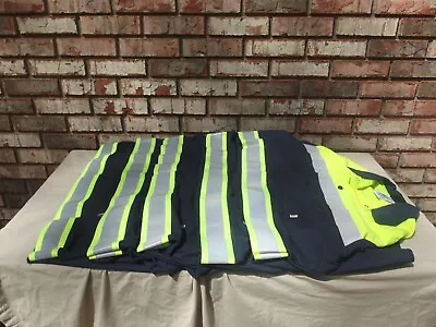 Lot Of 5 Red Kap Hi Vis Reflective Safety Large Work Shirts Uniform Long Sleeve • $65