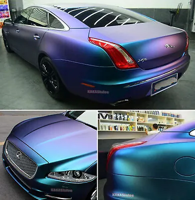 Car Flexible Pearl Metal Vinyl Wrap Satin Matte Chrome Sticker Purple Blue AM • £142.68