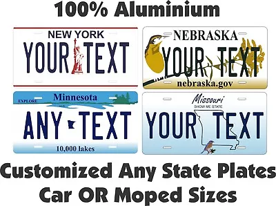 Any State Any Text License Plate Personalized Custom Auto Car Moped Mini Tag • $18.40