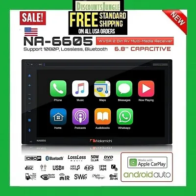NAKAMICHI NA6605 2-Din 6.8  Apple Car Play & Andriod Auto CD DVD USB Car Stereo  • $224.95