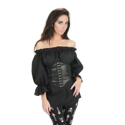 $18.95 • Buy Renaissance 3/4 Sleeve Black Blouse Shirt Gypsy Peasant Adult Women's SM-XXXL