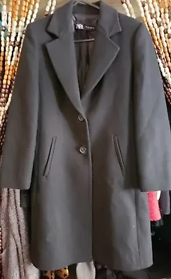 NEW Zara Wool Blend Coat In Black Size Small  • $90