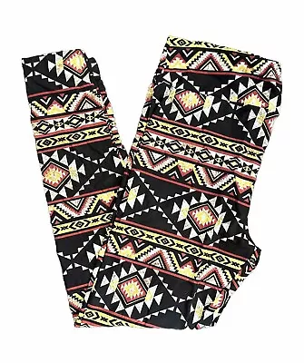 TC Lularoe Tall & Curvy Leggings Aztec Tribal Southwest Yellow Black NEW • $14.99