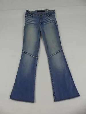 Vintage Mudd Jeans Womens 11 Juniors Blue Flared Whiskering Fraying 90s Y2K • $24.99