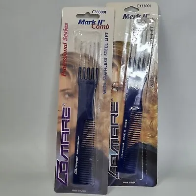 Lot 2 Comare Mark II Comb Blue For Teasing Lifting Finishing Hairstyles USA NOS • $15