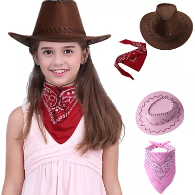 US Girls Cowboy Hat Fancy Dress Headwear Cowgirl Hats Wild Pink Outback Hat Cap • $5.39