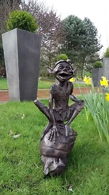 Pixie On Snail  Garden Ornament Statue Figurine Bronze Finish  • £116