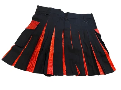$29.99 • Buy Deluxe Hybrid Black/Red Utility Cargo Kilt With Two Pockets  Size 44  Inch