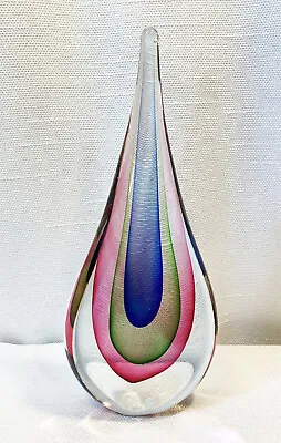 Flavio Poli Seguso Sommerso Teardrop Art Glass Sculpture Murano 11.5  • $107.77